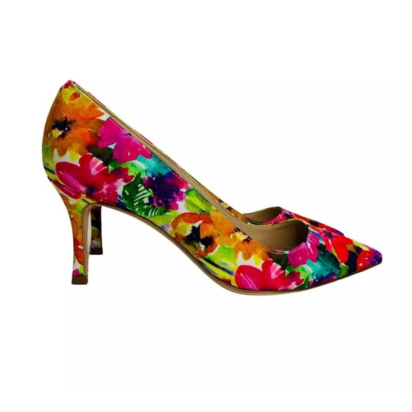 Manolo Blahnik BB 70 Floral Pointed Toe Neon Pumps Sz 41 / US 11 MSRP $695 - Picture 6 of 10